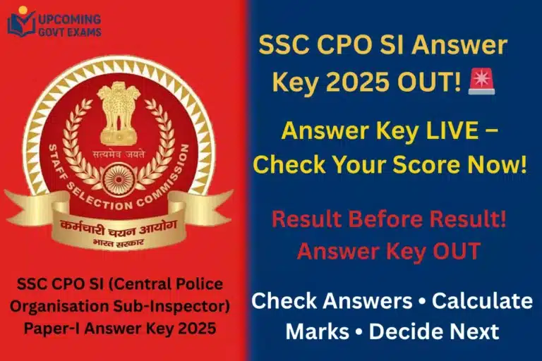 SSC CPO SI Answer Key 2025